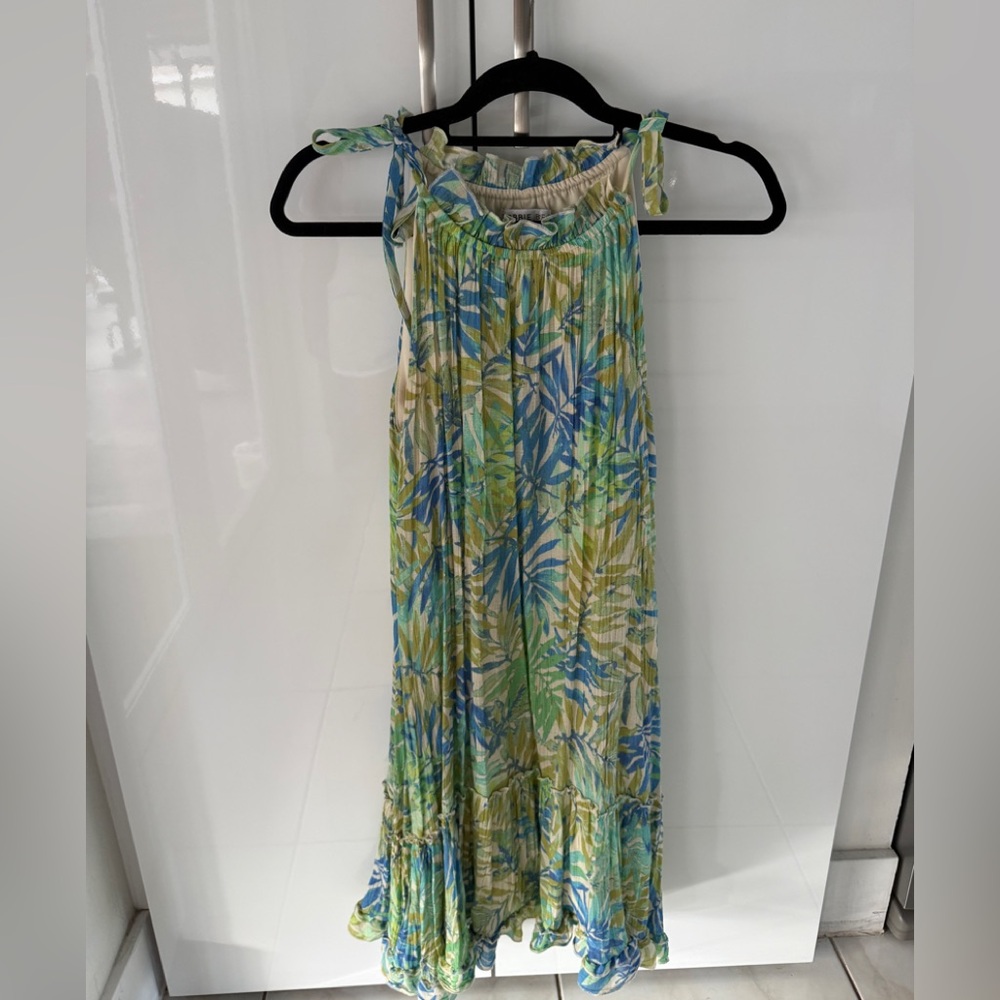 Robbie Bee Green and Blue Floral Dress